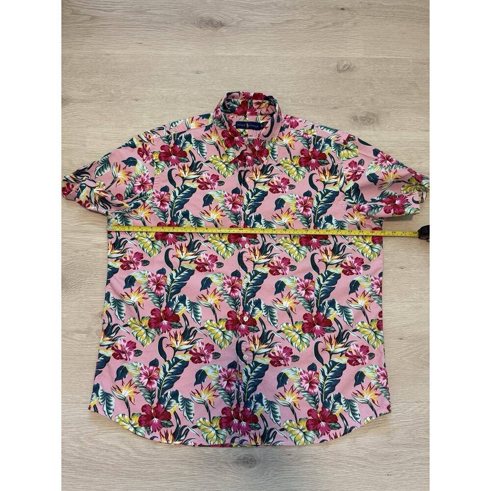 Ralph Lauren Shirt Men’s XL Pink Tropical Hawaiian Floral Button Front Cotton - Picture 9 of 12
